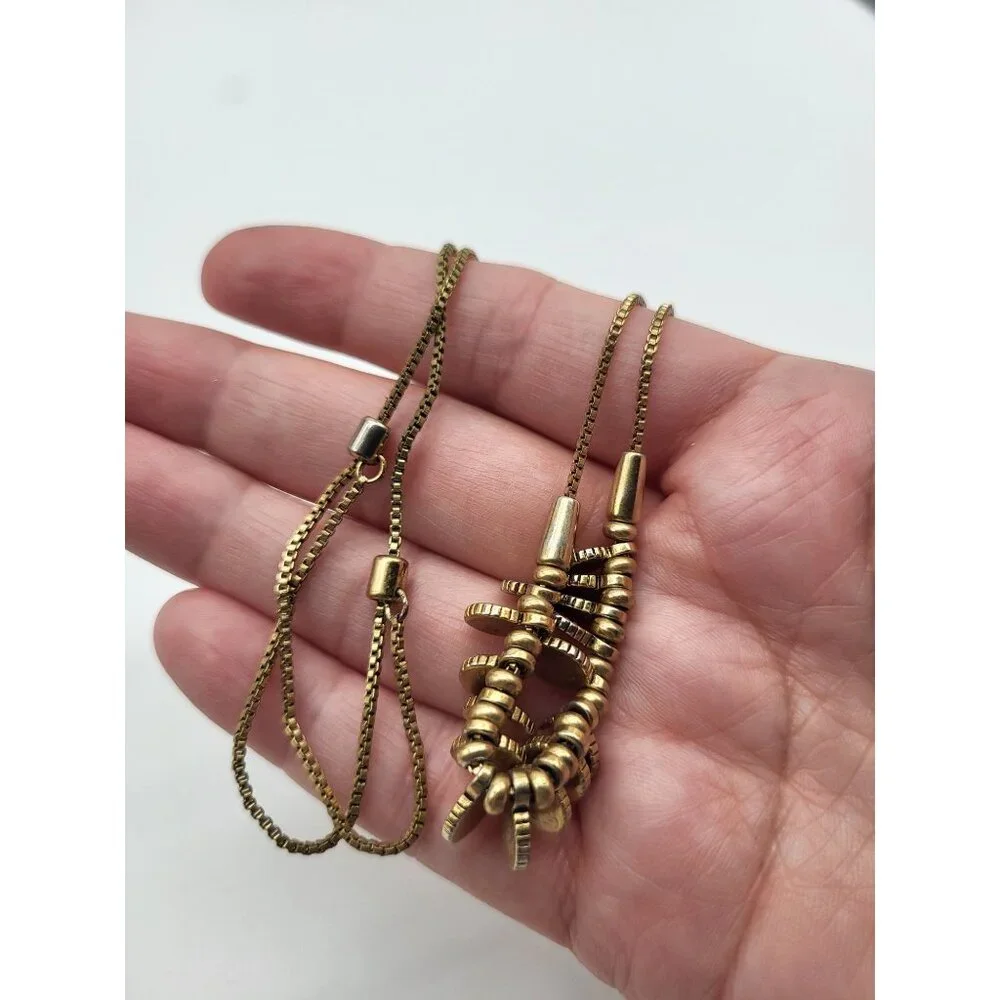 Madewell Mini Coinmix Necklace Brass Minimalist Slider Adjustable Boho - Picture 11 of 11